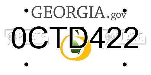 0CTD422 Georgia License Plate