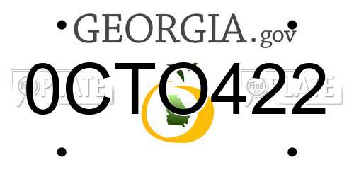 0CTO422 Georgia License Plate