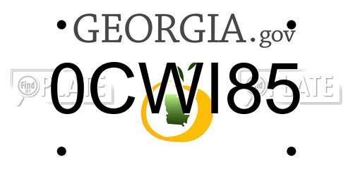 0CWI85 Georgia License Plate