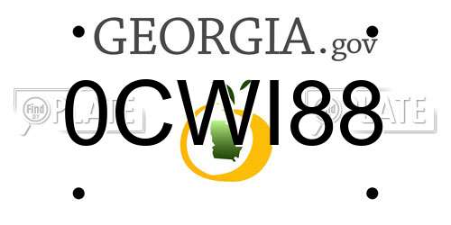 0CWI88 Georgia License Plate