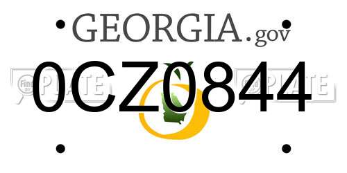 0CZ0844 Georgia License Plate