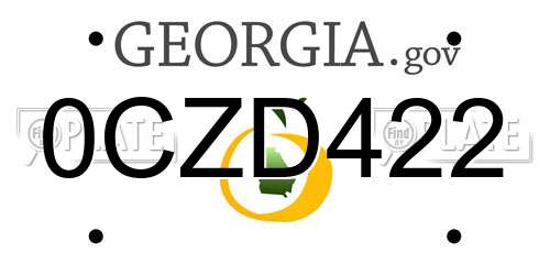 0CZD422 Georgia License Plate