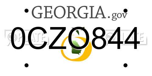 0CZO844 Georgia License Plate