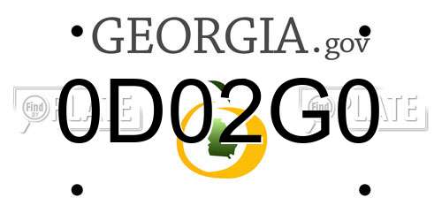 0D02G0 Georgia License Plate