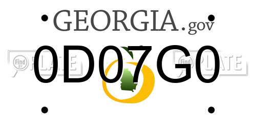 0D07G0 Georgia License Plate
