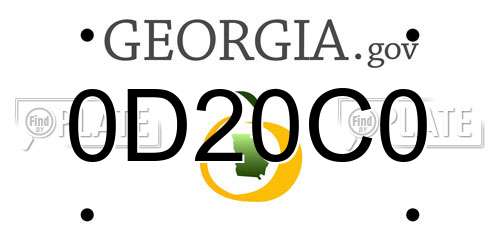 0D20C0 Georgia License Plate