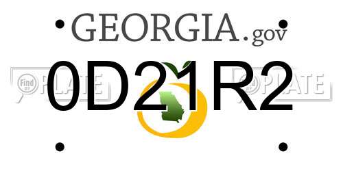 0D21R2 Georgia License Plate