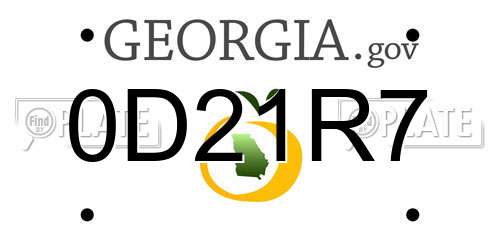 0D21R7 Georgia License Plate