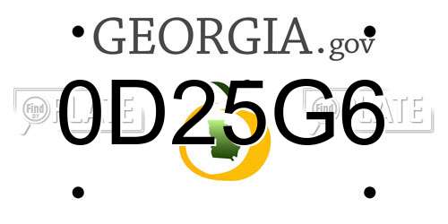 0D25G6 Georgia License Plate