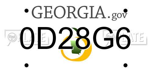 0D28G6 Georgia License Plate