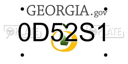 0D52S1 Georgia License Plate