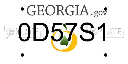 0D57S1 Georgia License Plate