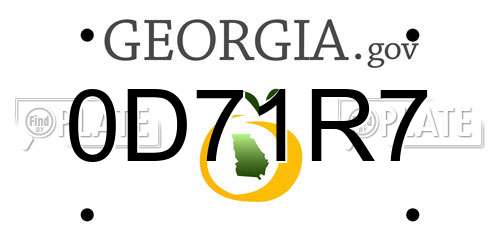 0D71R7 Georgia License Plate