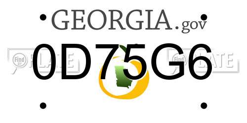 0D75G6 Georgia License Plate
