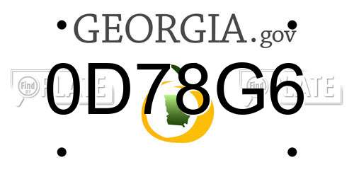 0D78G6 Georgia License Plate