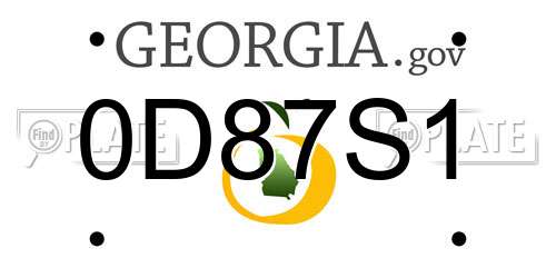 0D87S1 Georgia License Plate