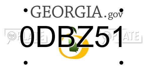0DBZ51 Georgia License Plate