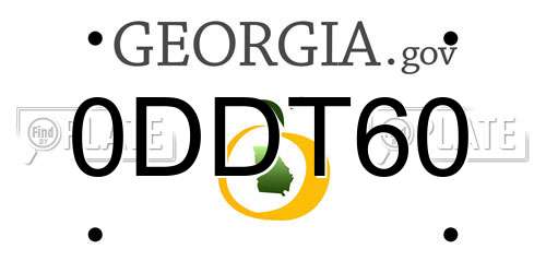 0DDT60 Georgia License Plate