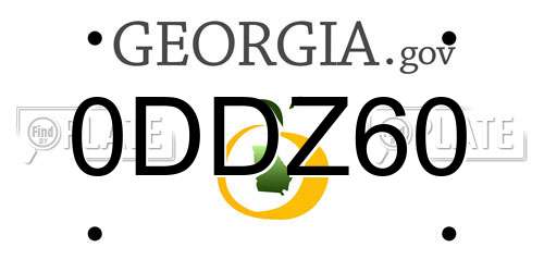 0DDZ60 Georgia License Plate