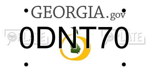 0DNT70 Georgia License Plate