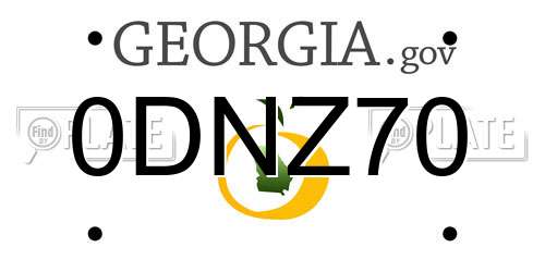 0DNZ70 Georgia License Plate