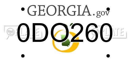 0DO260 Georgia License Plate