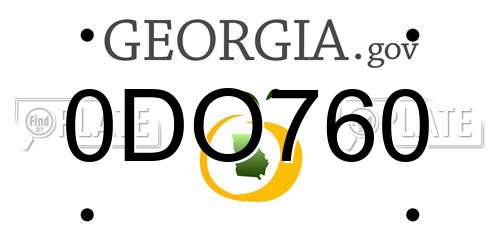 0DO760 Georgia License Plate