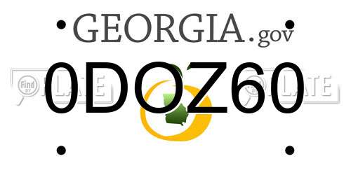 0DOZ60 Georgia License Plate
