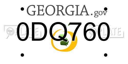 0DQ760 Georgia License Plate