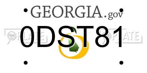 0DST81 Georgia License Plate