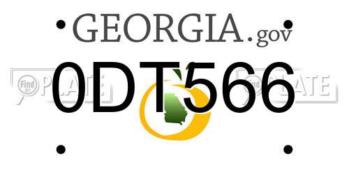 0DT566 Georgia License Plate
