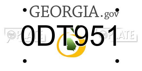 0DT951 Georgia License Plate