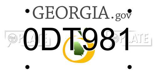 0DT981 Georgia License Plate