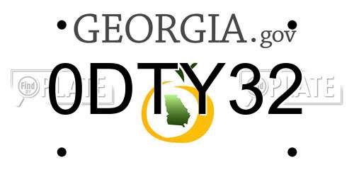 0DTY32 Georgia License Plate