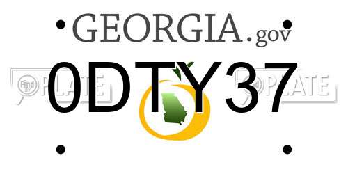 0DTY37 Georgia License Plate