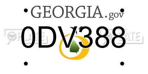 0DV388 Georgia License Plate