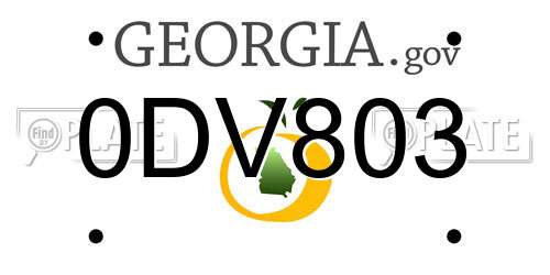 0DV803 Georgia License Plate
