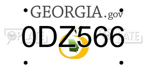0DZ566 Georgia License Plate