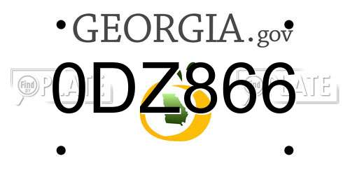 0DZ866 Georgia License Plate