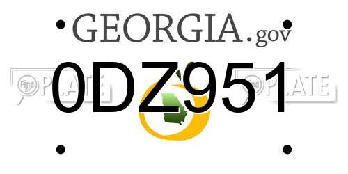 0DZ951 Georgia License Plate