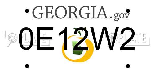 0E12W2 Georgia License Plate