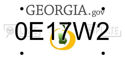 0E17W2 Georgia License Plate