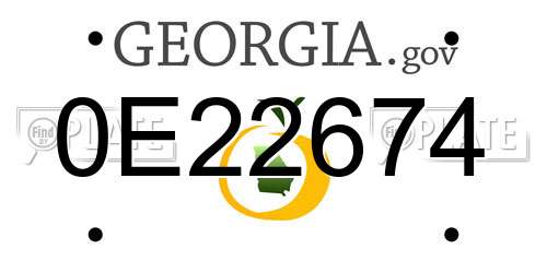 0E22674 Georgia License Plate