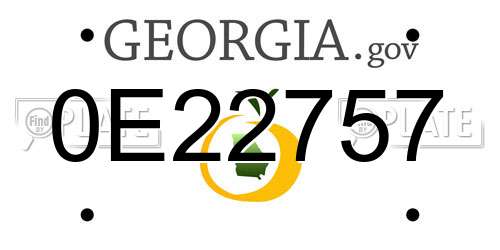 0E22757 Georgia License Plate