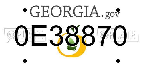 0E38870 Georgia License Plate