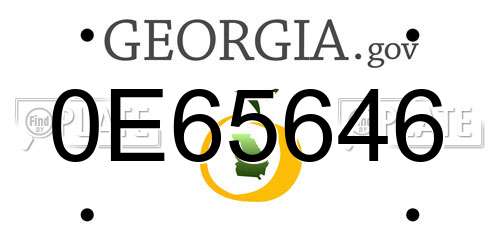 0E65646 Georgia License Plate