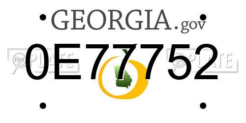 0E77752 Georgia License Plate