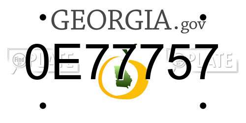 0E77757 Georgia License Plate