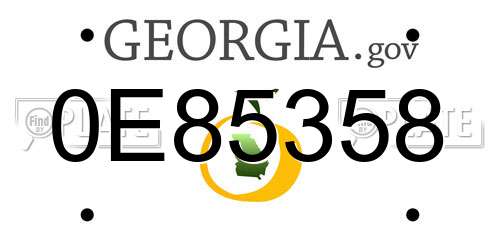 0E85358 Georgia License Plate
