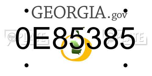 0E85385 Georgia License Plate